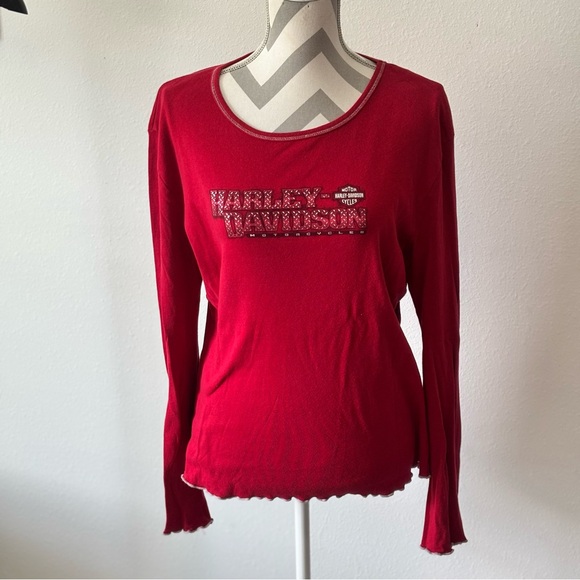 Women’s Harley-Davidson Long Sleeve Red Top – Size 2X - Picture 1 of 6